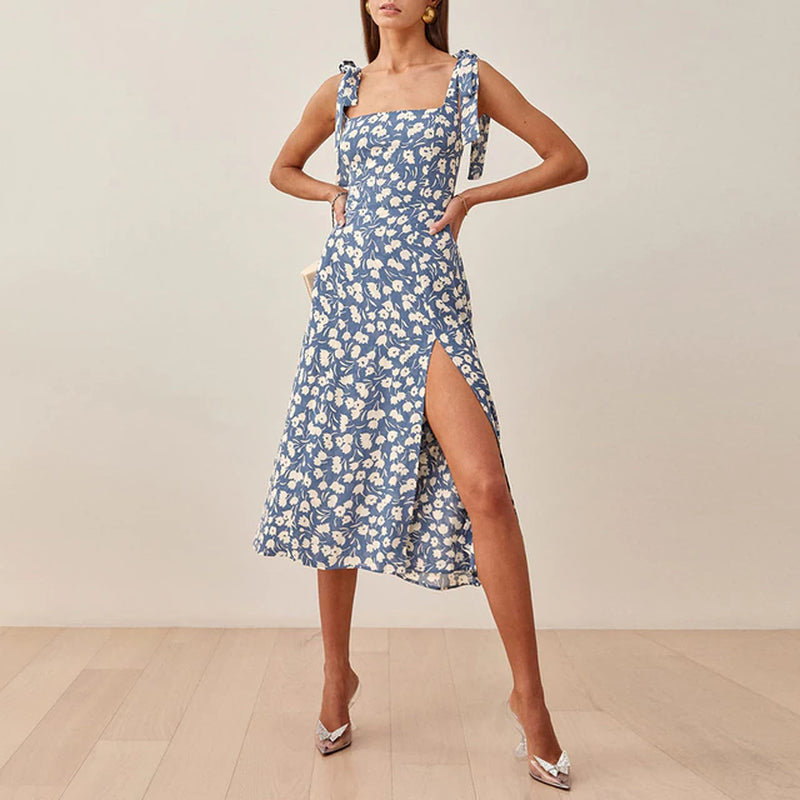 High Slit Midi Sleeveless Summer Dress