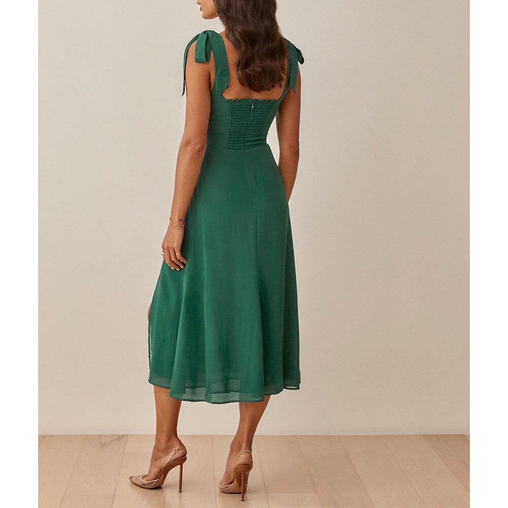 High Slit Midi Sleeveless Summer Dress