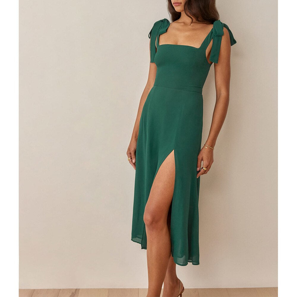 High Slit Midi Sleeveless Summer Dress 