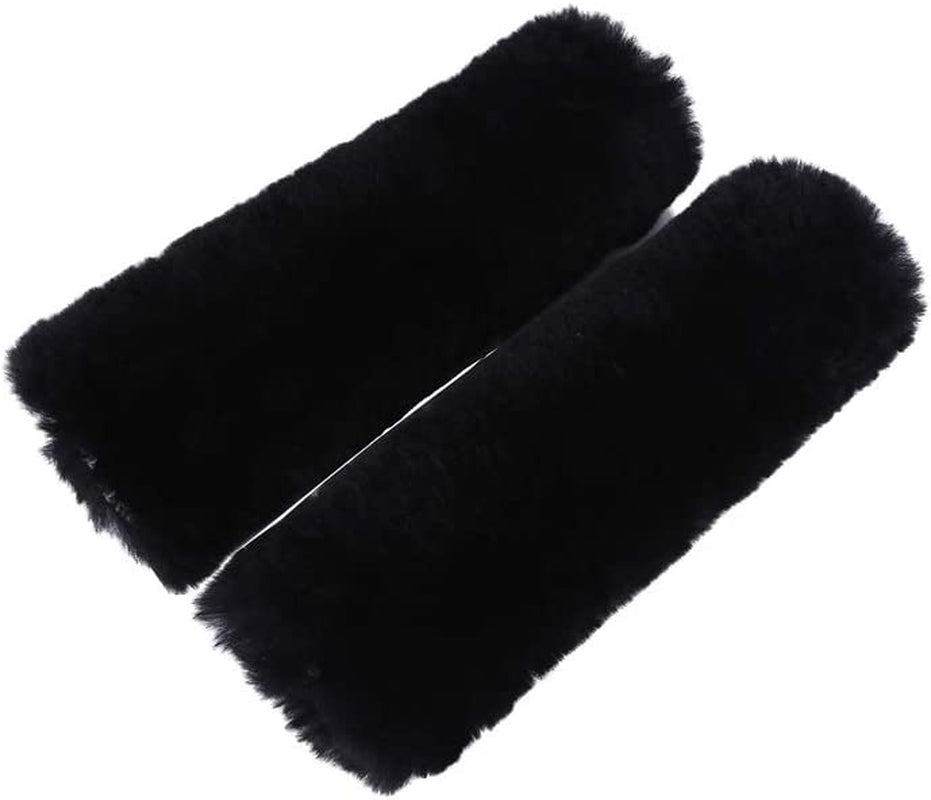 2Pack Genuine Sheepskin Seat Belt Strap Covers for Car, Truck, Backpack, Black Fuzzy Seat Belt Pads for Shoulder Soft Comfy