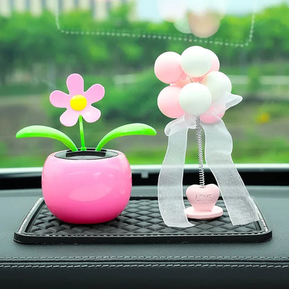 Solar Powered Automatic Swinging Sunflower Dancing Animated Flower Toy Car Interior Decorations Styling Home Decoration