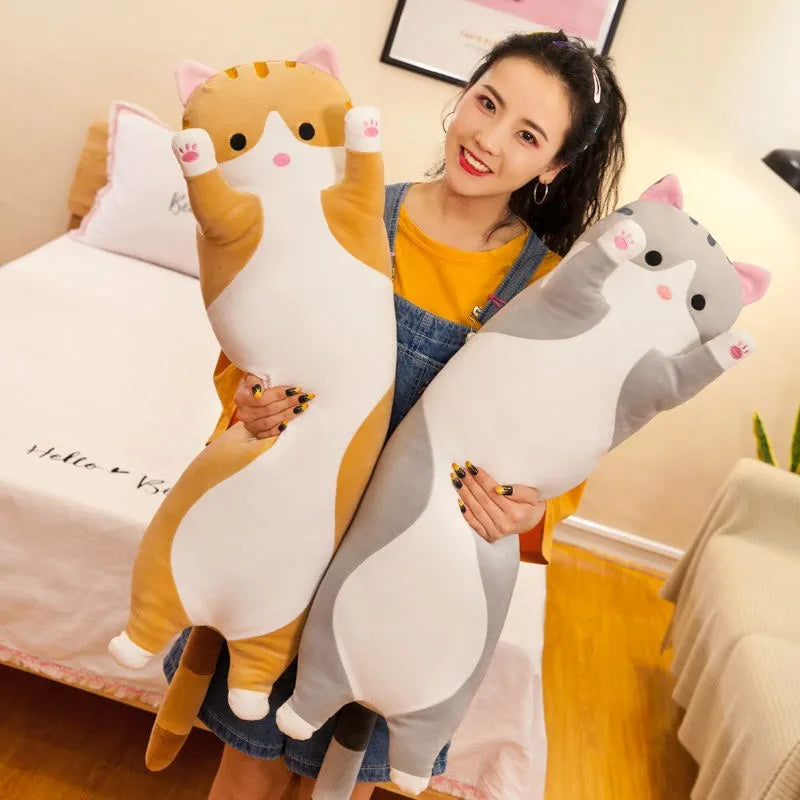 50-130CM Cute Soft Long Cat Boyfriend Pillow Plush Toys Stuffed Pause Office Nap Sleep Pillow Cushion Gift Doll for Kids Girls