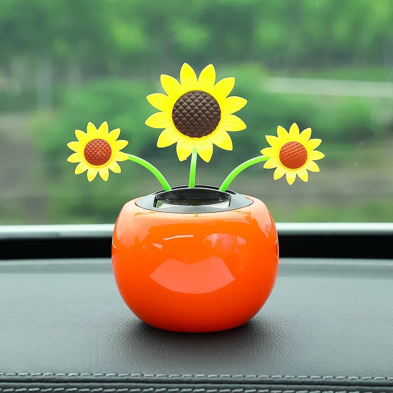 Solar Powered Automatic Swinging Sunflower Dancing Animated Flower Toy Space City Ships